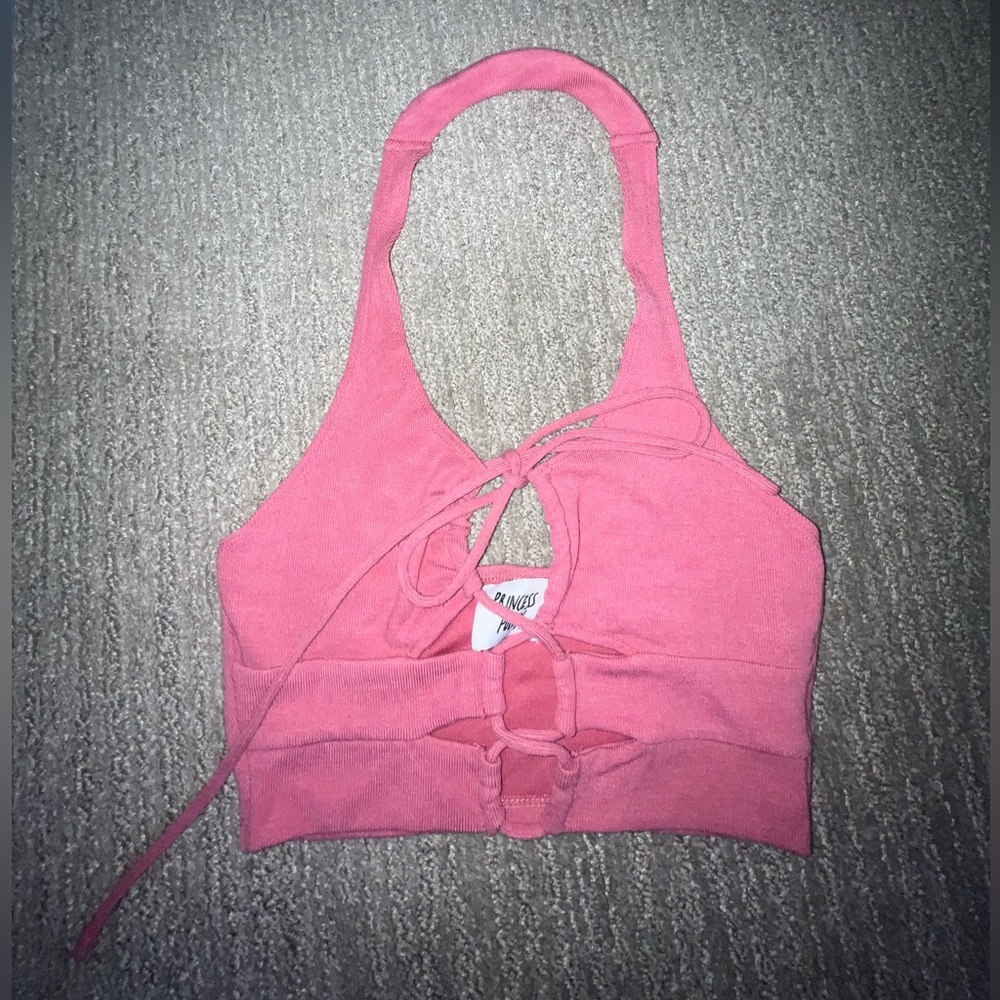 Princess Polly Pink Lace-Up Halter Top